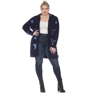 White Mark Women’s Plus Hooded Open Front Sherpa Coat NWT Sise 2X/3X